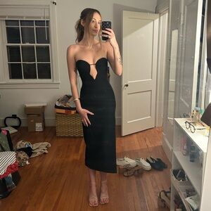 Bardot Plunging Black Dress